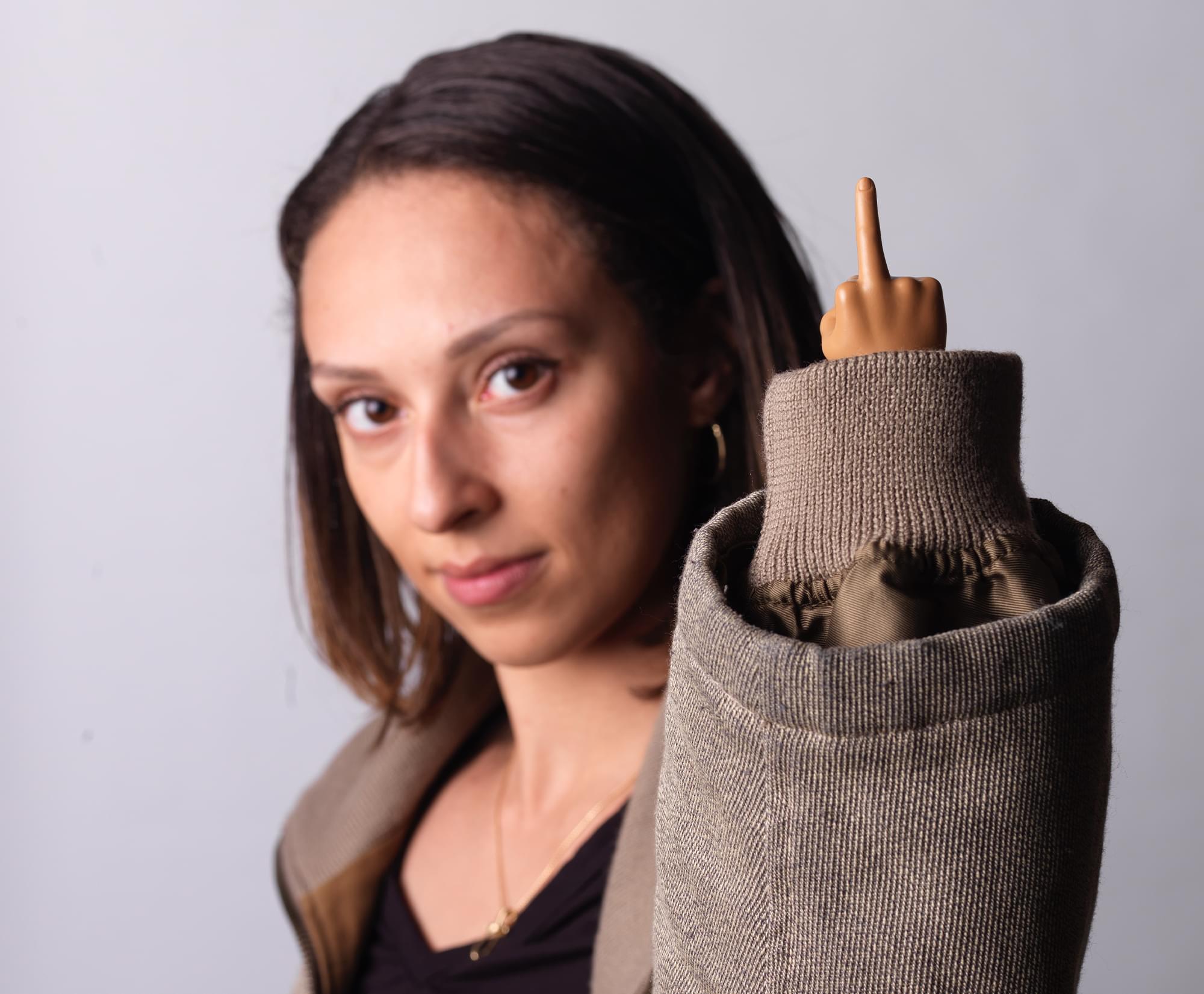 Tiny Hands 4.5-Inch Novelty Toy | Left and Right + Middle Finger Hand Deep Brown