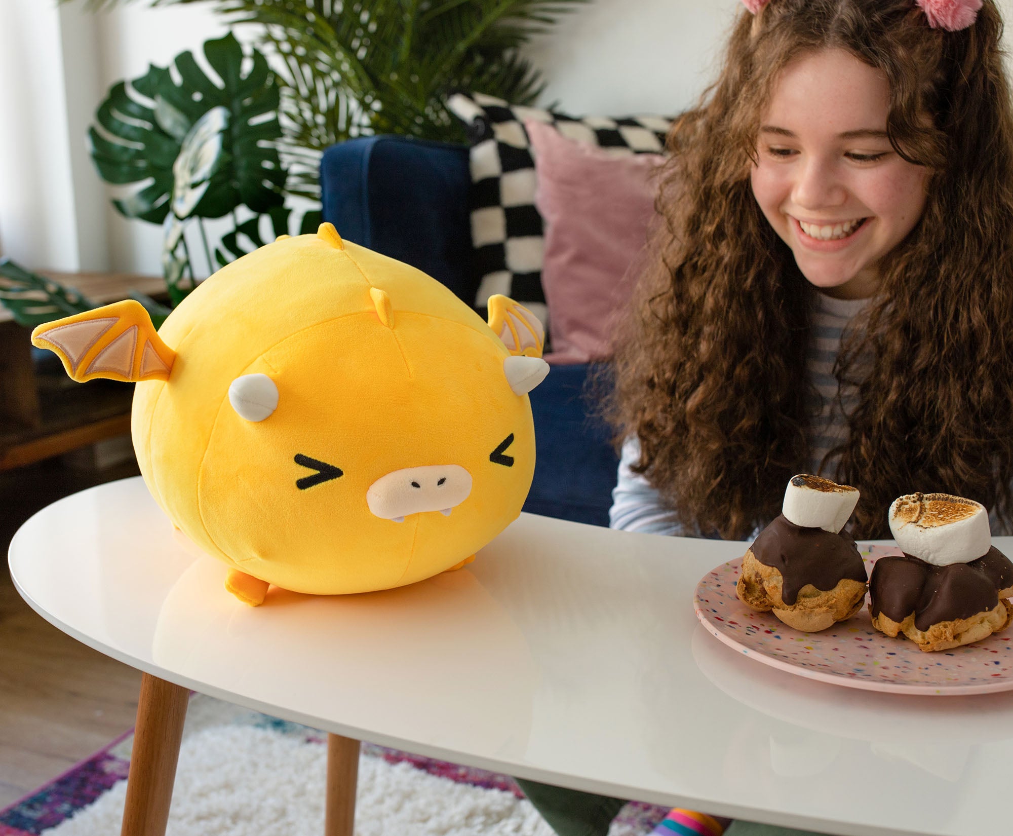MochiOshis 12-Inch Character Plush Toy Animal Yellow Dragon | Fumiho Firoshi