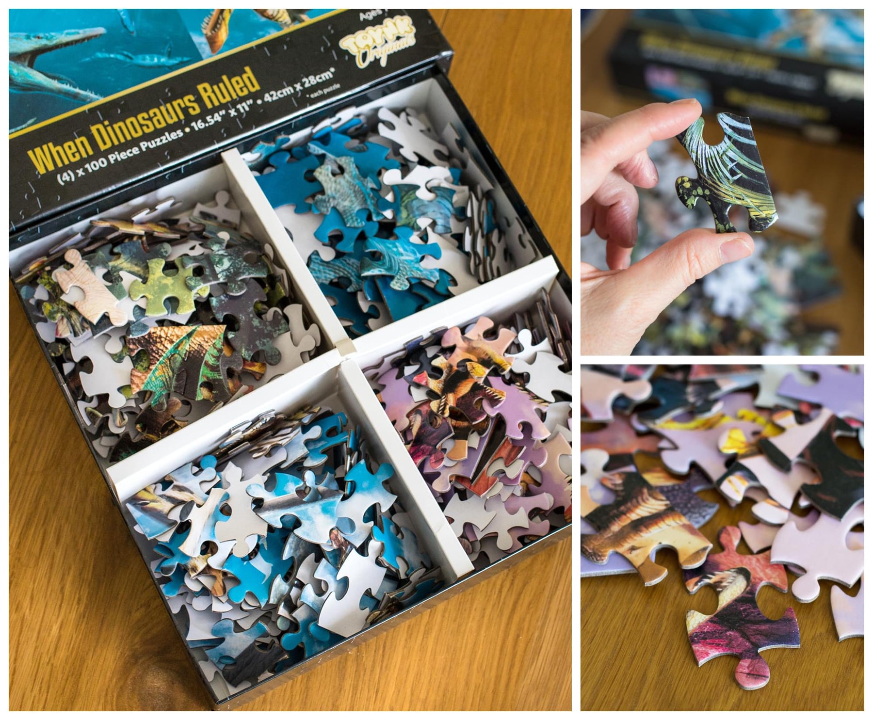 Dinosaur 100-Piece Jigsaw Puzzle Box Bundle | Set of 4