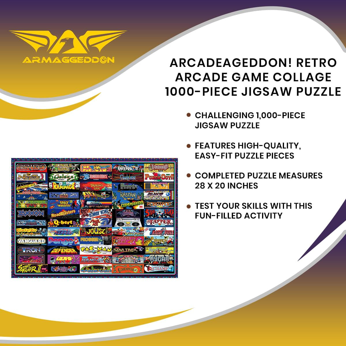 Arcadeageddon! Retro Arcade Game Collage 1000-Piece Jigsaw Puzzle