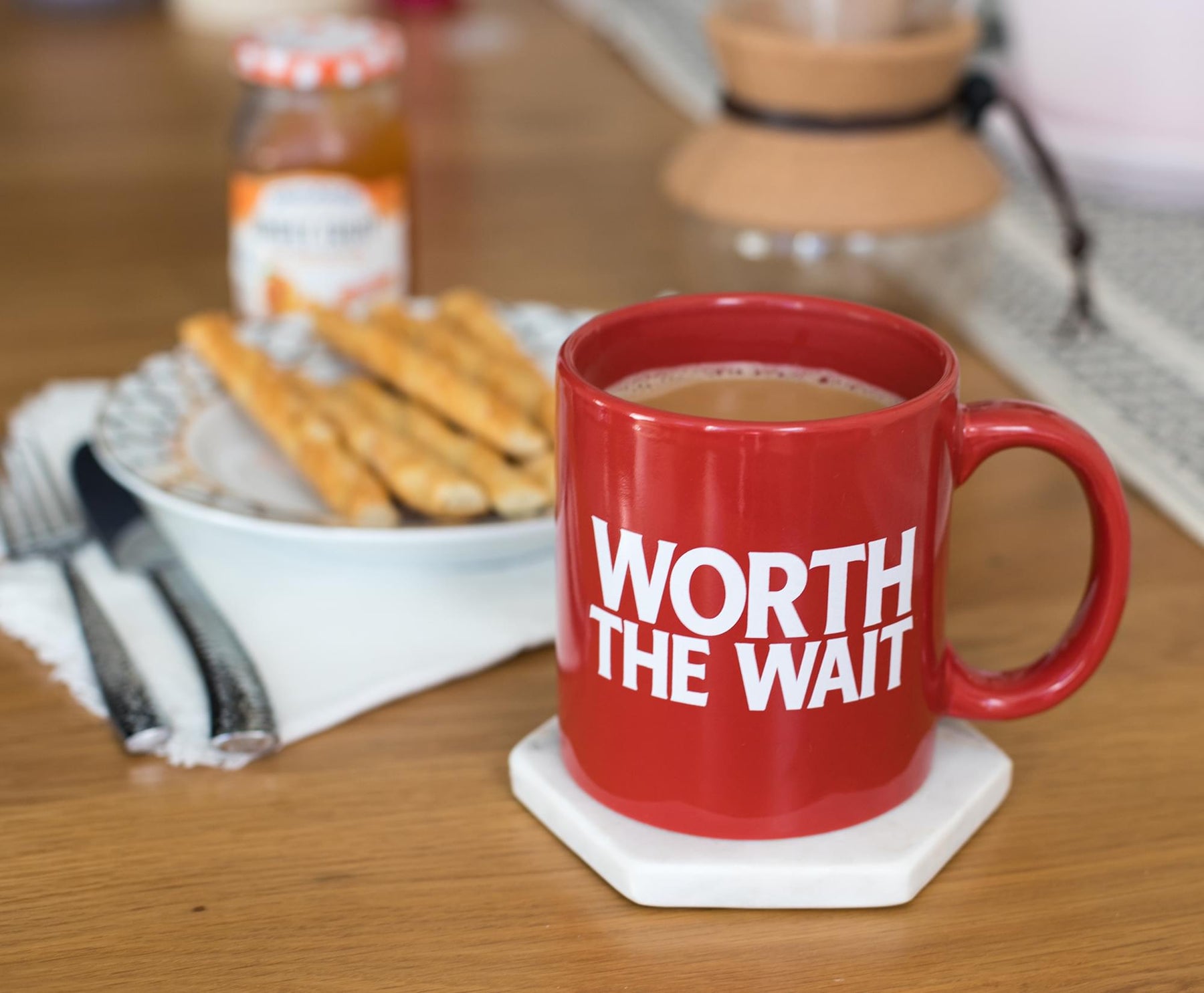 Heinz Ketchup Logo "Worth The Wait" Ceramic Coffee Mug | Holds 16 Ounces