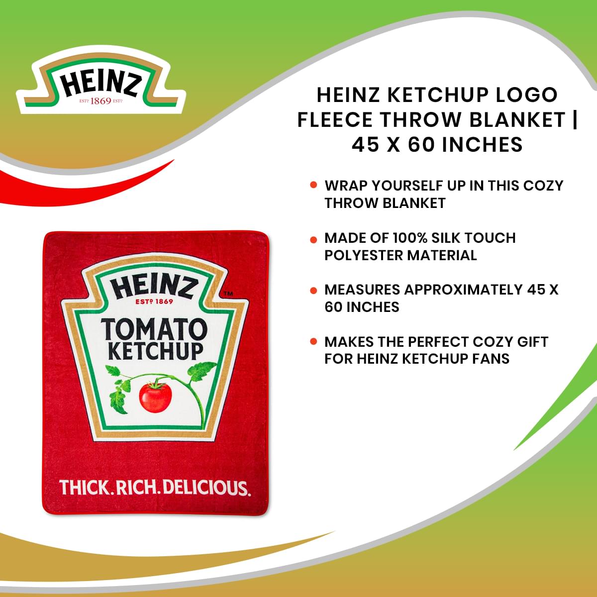 Heinz Ketchup Logo Fleece Throw Blanket | 45 x 60 Inches