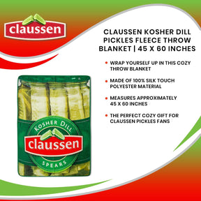 Claussen Kosher Dill Pickles Fleece Throw Blanket | 45 x 60 Inches
