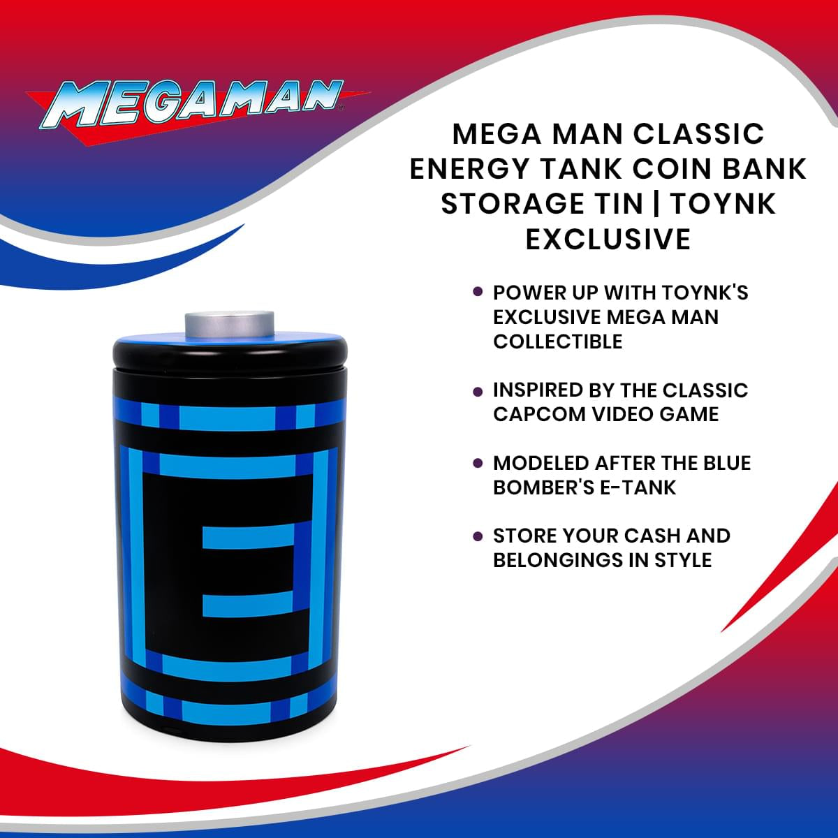 Mega Man Classic Energy Tank Coin Bank Storage Tin | Toynk Exclusive