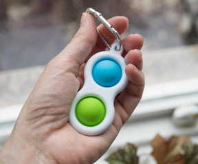 Push Pop Toy 2-Button Keychain | Blue/Green