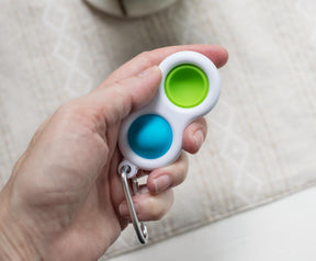 Push Pop Toy 2-Button Keychain | Blue/Green