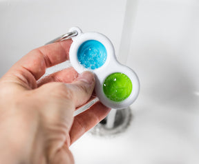 Push Pop Toy 2-Button Keychain | Blue/Green
