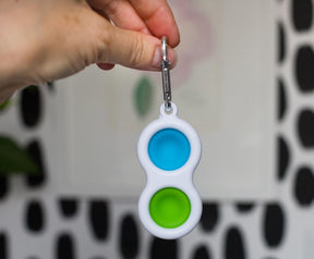 Push Pop Toy 2-Button Keychain | Blue/Green