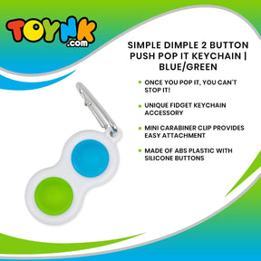 Push Pop Toy 2-Button Keychain | Blue/Green
