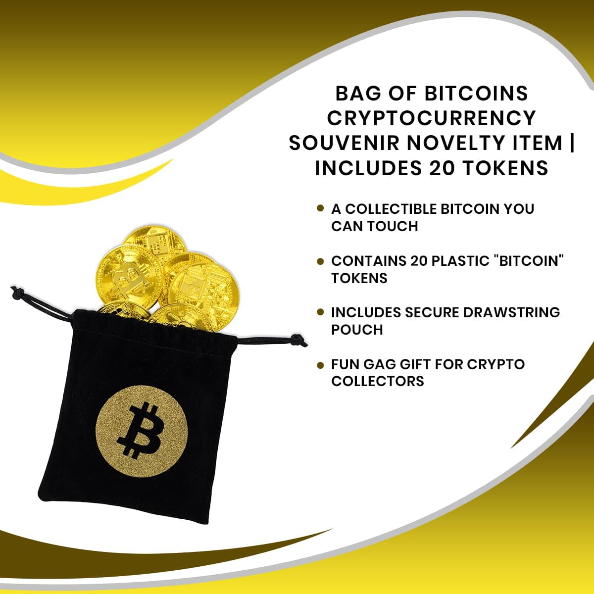 Bag of Bitcoins Cryptocurrency Souvenir Novelty Item | Includes 20 Tokens