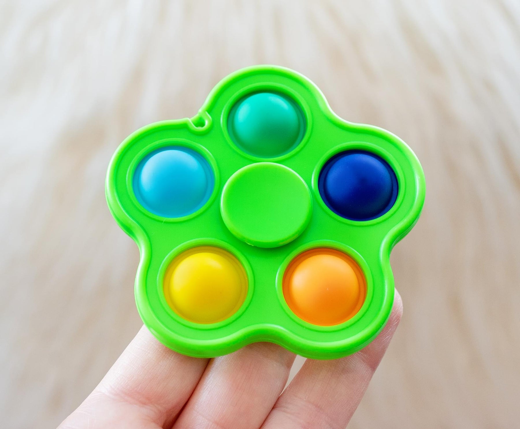 Green Plastic 5 Button Pop Fidget Spinner Toy