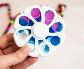 Pop Fidget Toy Spinner White Flower 8-Button Bubble Popping Game