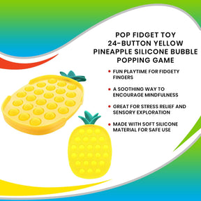 Pop Fidget Toy 24-Button Yellow Pineapple Silicone Bubble Popping Game