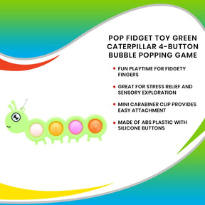 Pop Fidget Toy Green Caterpillar 4-Button Bubble Popping Game
