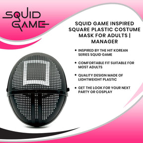 Squid Game Inspired Square Plastic Costume Mask for Adults | Manager