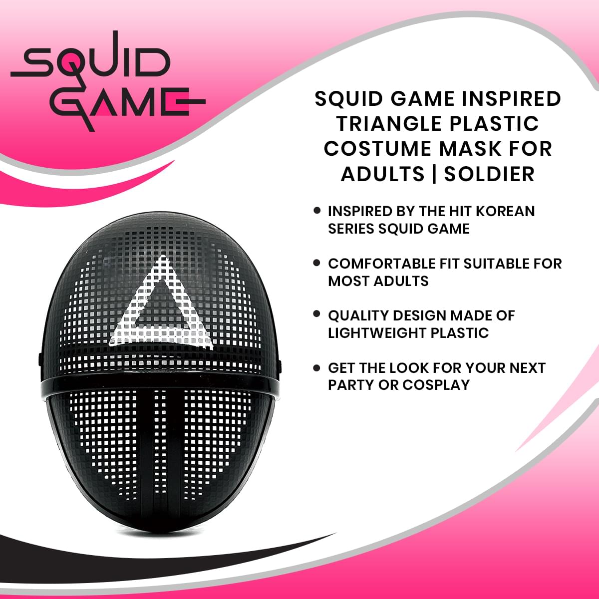 Squid Game Inspired Triangle Plastic Costume Mask for Adults | Soldier