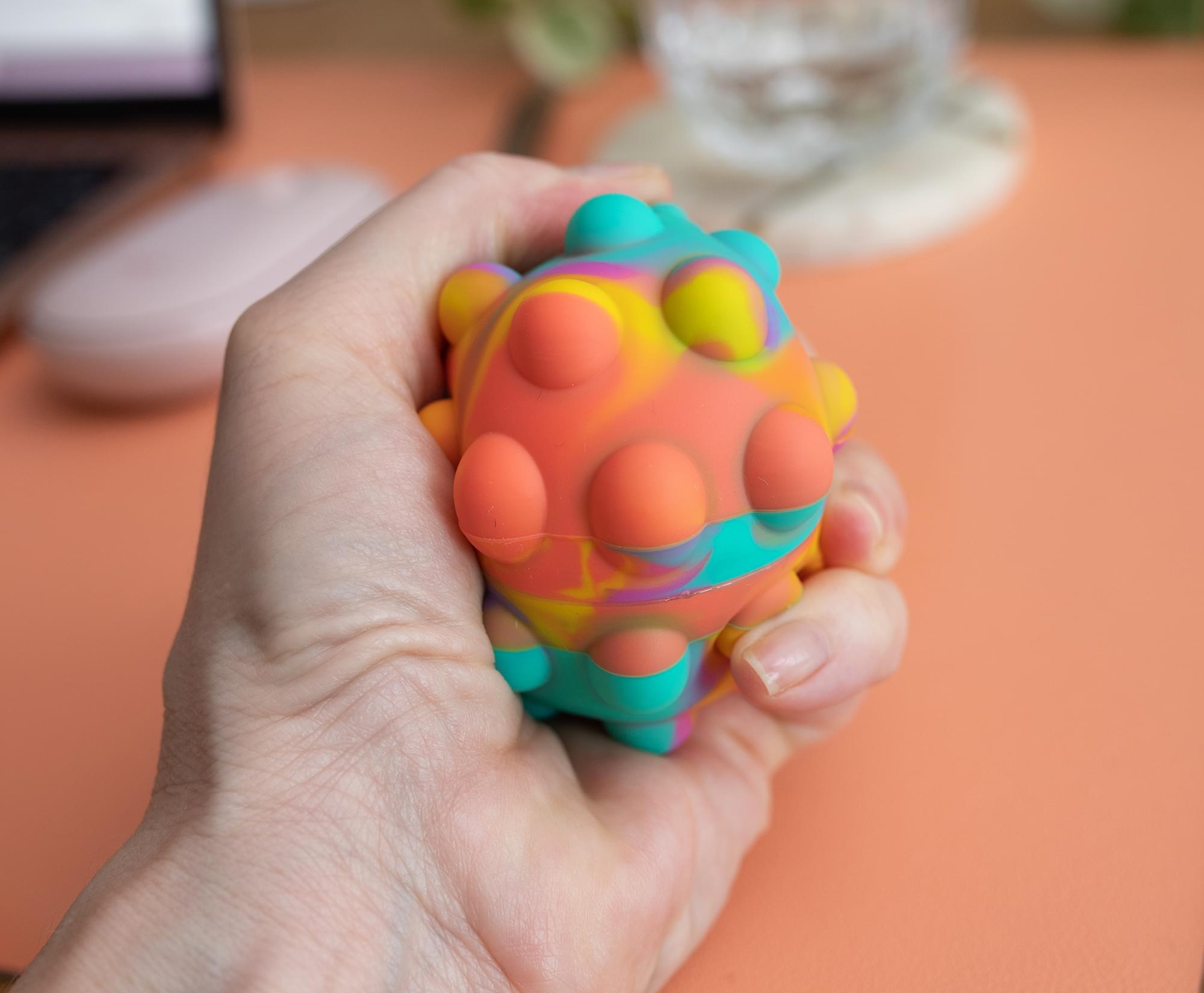Pop Fidget Toy Pressure Relief Silicone Bubble Popping Game Ball | Rainbow