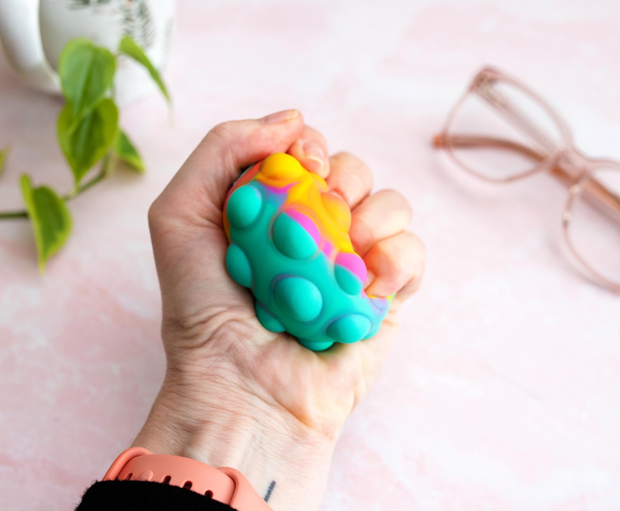 Pop Fidget Toy Pressure Relief Silicone Bubble Popping Game Ball | Rainbow