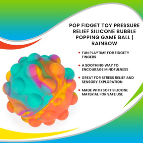 Pop Fidget Toy Pressure Relief Silicone Bubble Popping Game Ball | Rainbow