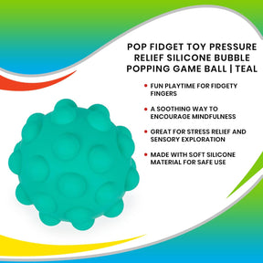 Pop Fidget Toy Pressure Relief Silicone Bubble Popping Game Ball | Teal