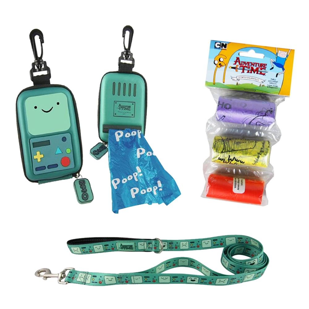 Adventure Time BMO Pet Gift Set with Dog Leash, Waste Bag Dispenser, & Waste Bag