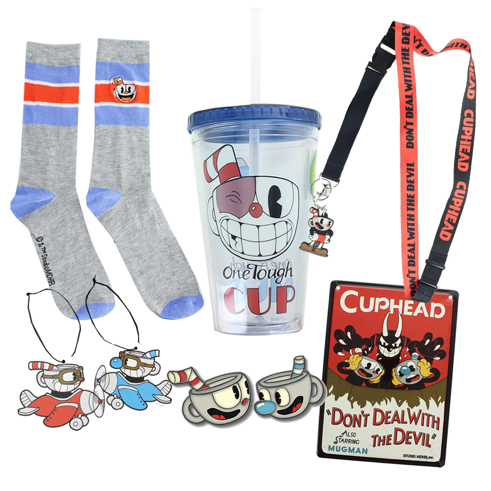 Cuphead Fan Bundle With Lanyard, Tin Sign, Carnival Cup And More