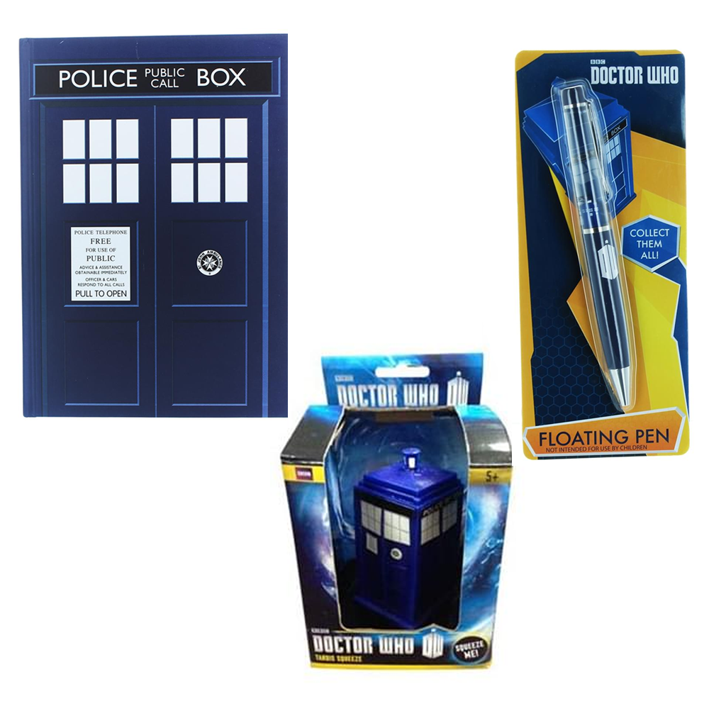 Doctor Who Tardis Themed Stationary Set With Notebook, Pen And Stress Toy