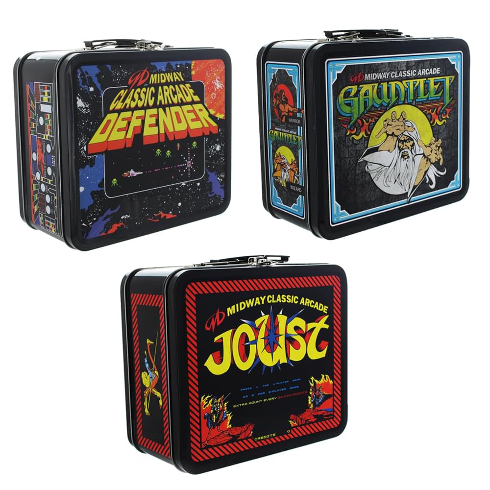 Midway Classic Arcade Tin Lunch Boxes Set of 3: Defender, Gauntlet, & Joust
