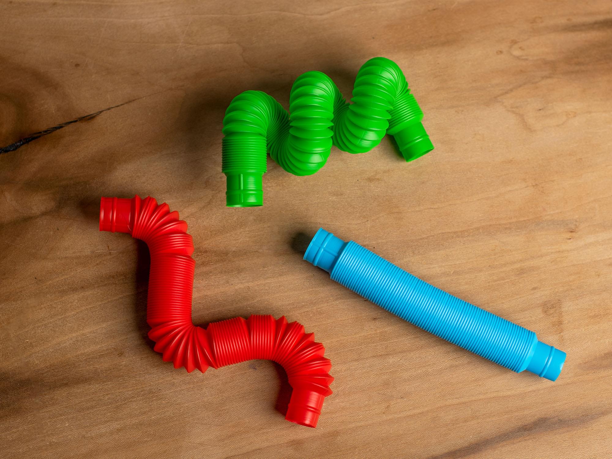 Plastic Sensory Pop Tube Fidget Toys | Set of 3 | Blue, Red, Green