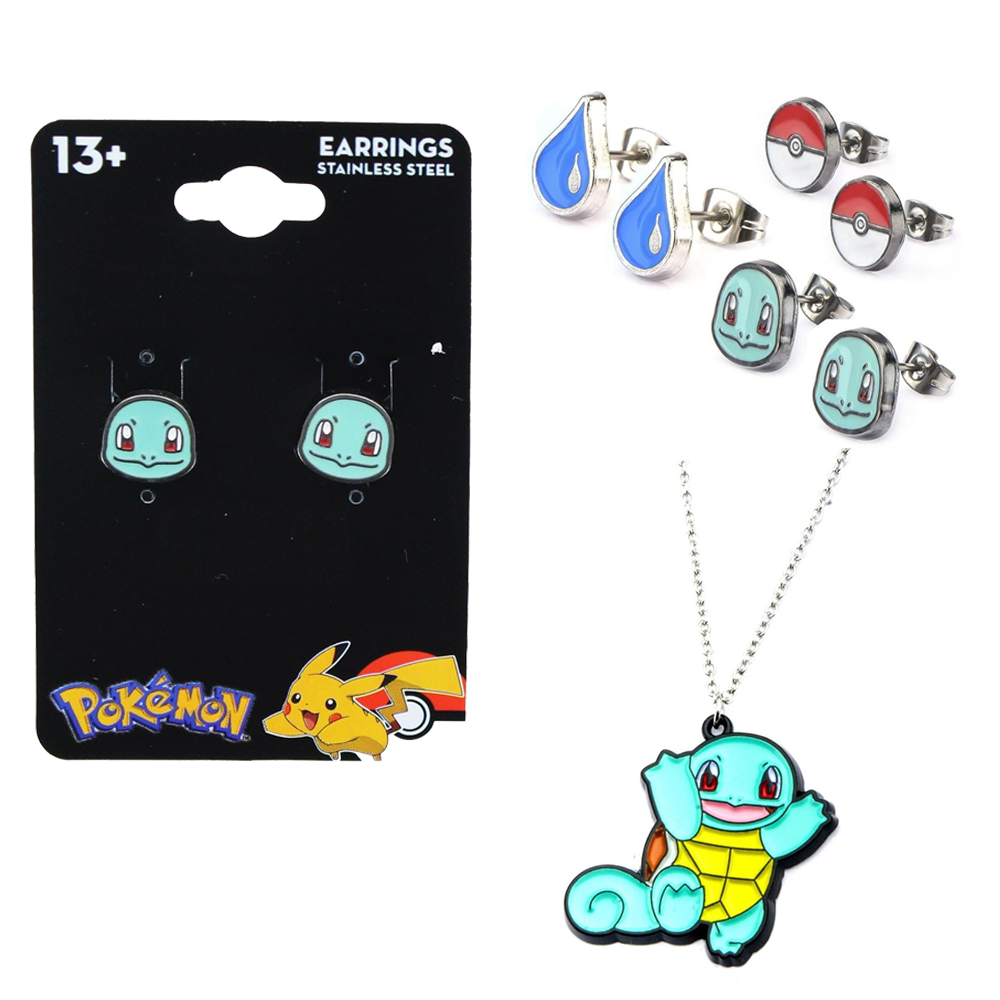 Pokemon Squirtel Earring And Necklace Jewelry Bundle