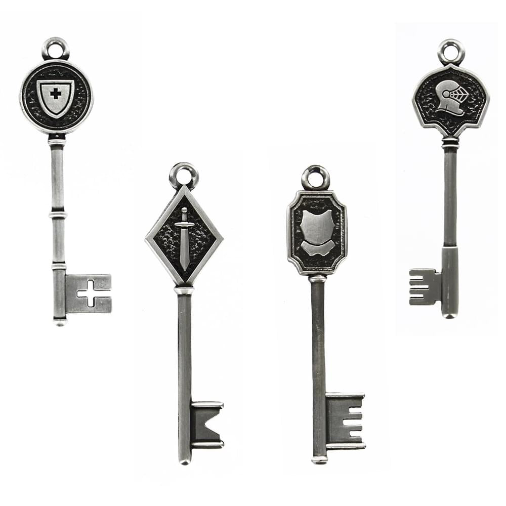 Resident Evil Metal Key Replica 4 Piece Set: Armor, Helmet, Sword, & Shield