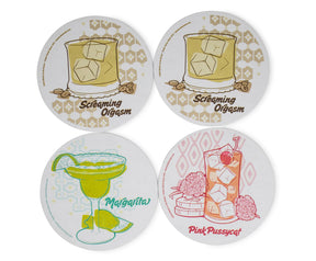 Retro Cocktails Cork Drink Coasters Set of 4