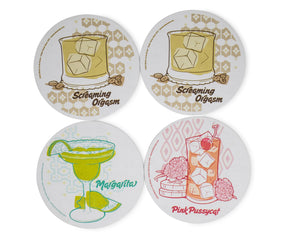 Retro Cocktails Cork Drink Coasters Set of 4