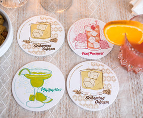 Retro Cocktails Cork Drink Coasters Set of 4