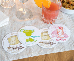 Retro Cocktails Cork Drink Coasters Set of 4