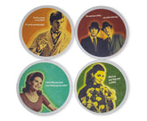 Retro Funny Quotes Cork Drink Coasters Set of 4