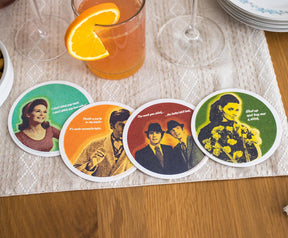 Retro Funny Quotes Cork Drink Coasters Set of 4