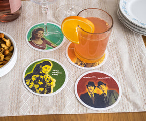 Retro Funny Quotes Cork Drink Coasters Set of 4