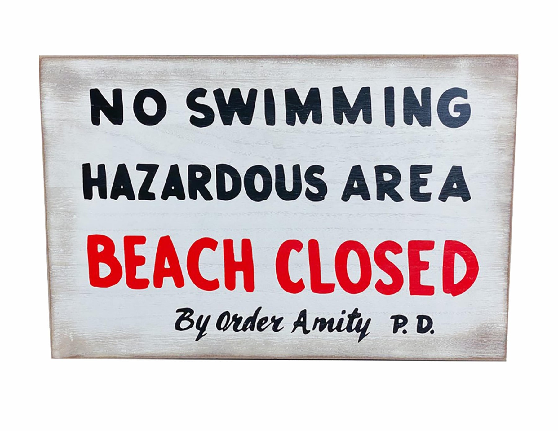 JAWS No Swimming Replica Wood Sign