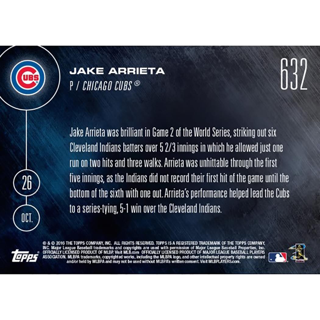 Topps NOW 5 Hitless IP Chicago Cubs Jake Arrieta Card #632