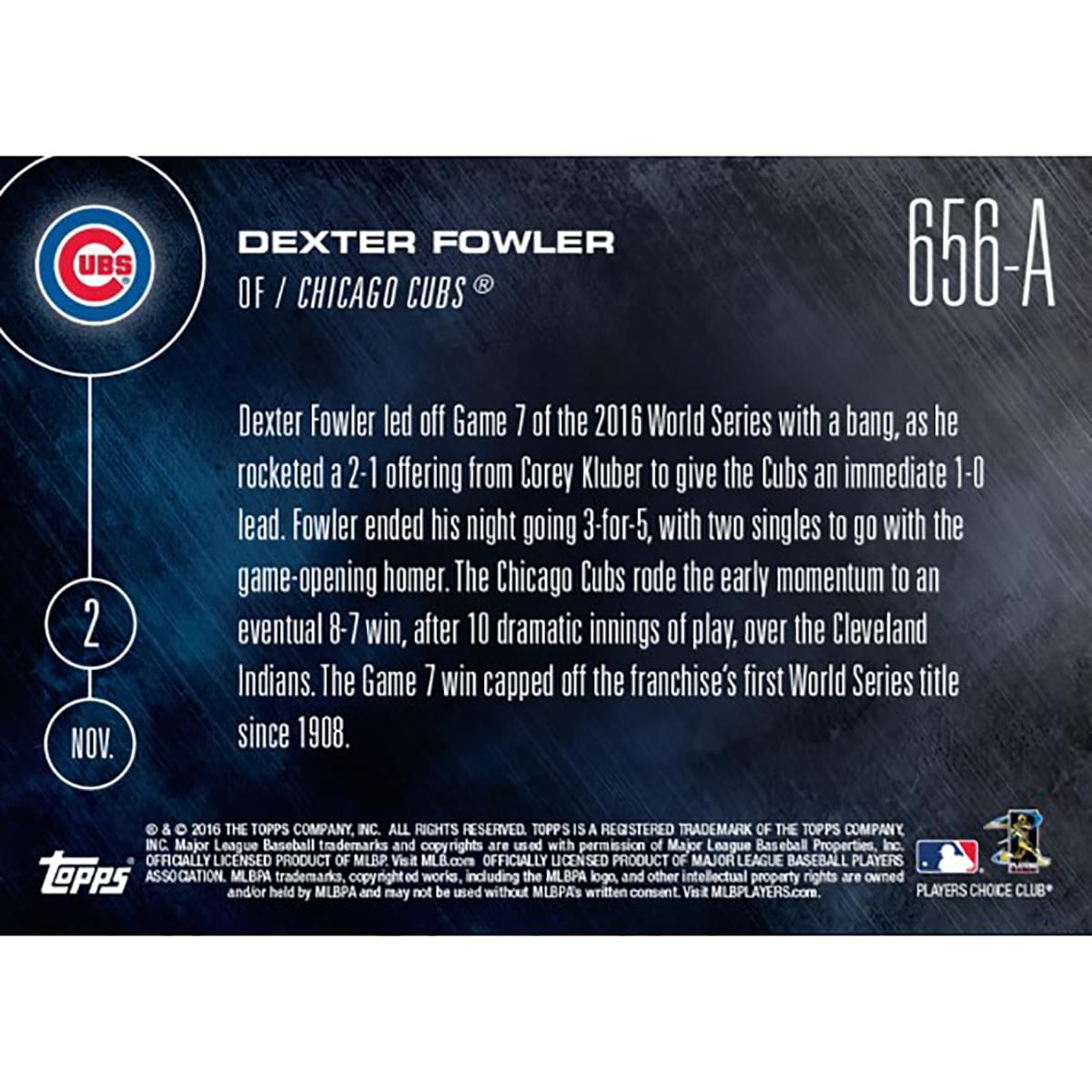 MLB Chicago Cubs Dexter Fowler #656A 2016 Topps NOW Trading Card