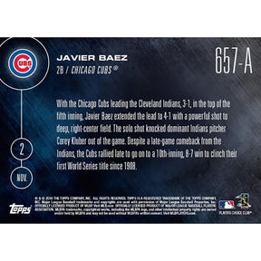 MLB Chicago Cubs Javier Baez #657 2016 Topps NOW Trading Card