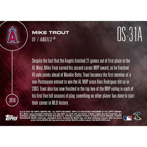 Topps Now 2016 AL MVP Award Winner Angels Mike Trout Card #OS-31