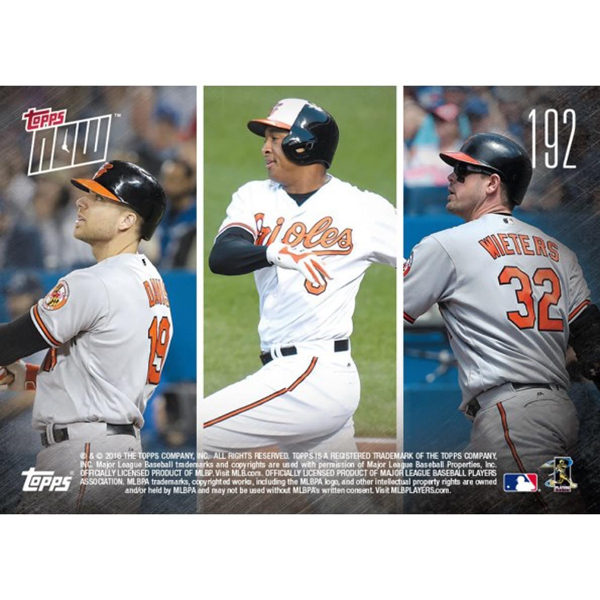 Baltimore Orioles MLB 2016 Topps NOW Dual-Sided Card 192