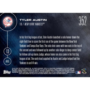 MLB Topps NOW Card 436 NY Yankees Tyler Austin Call-Up Trading Card