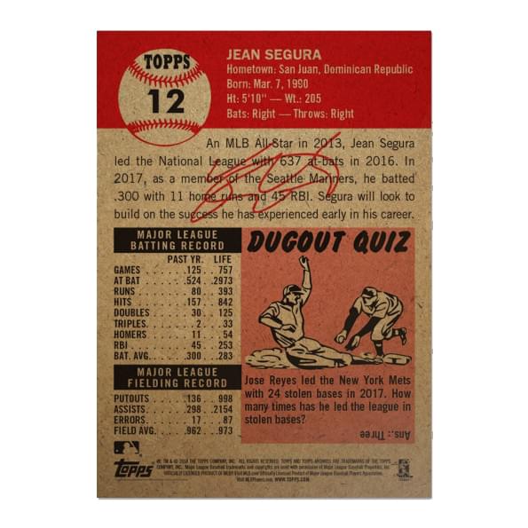 Seattle Mariners MLB Jean Segura Topps Living Set Card #12