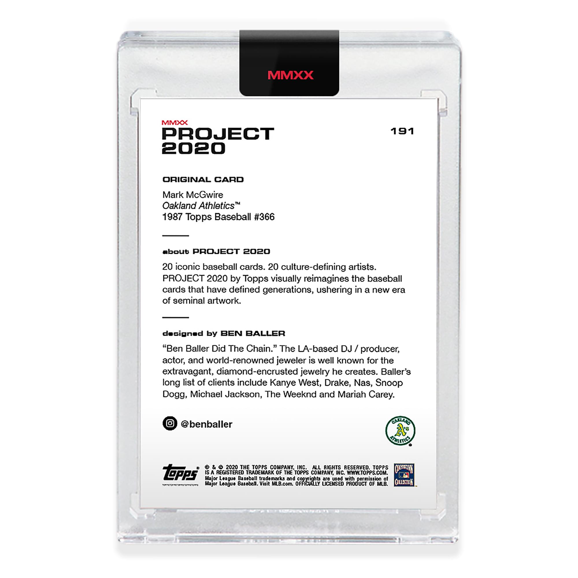 MLB Topps PROJECT 2020 Card 191 | 1987 Mark McGwire by Ben Baller