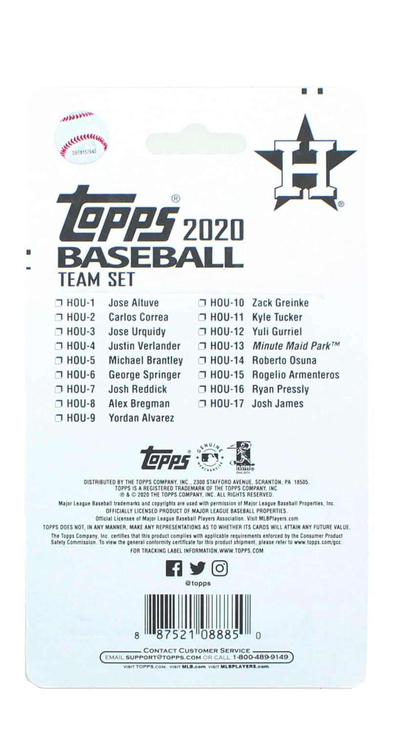 Houston Astros 2020 Topps MLB Baseball Team Set | 17 Team Cards