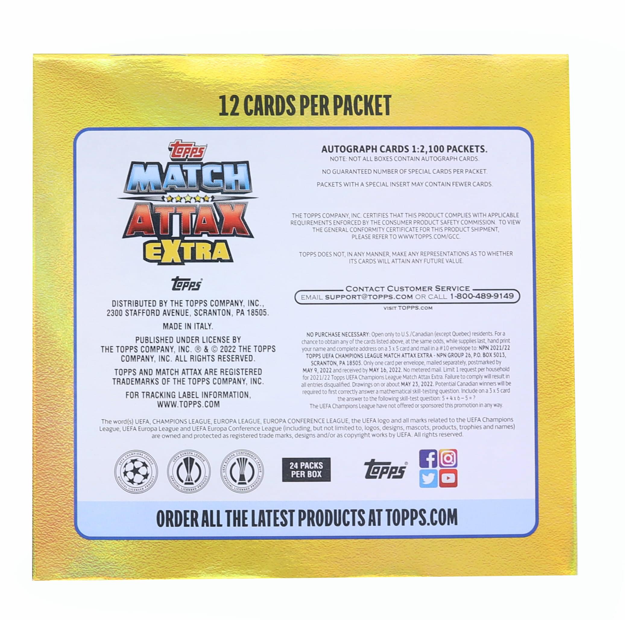 2021/2022 Topps UEFA Champions League Match Attax Extra Box | 24 Packs
