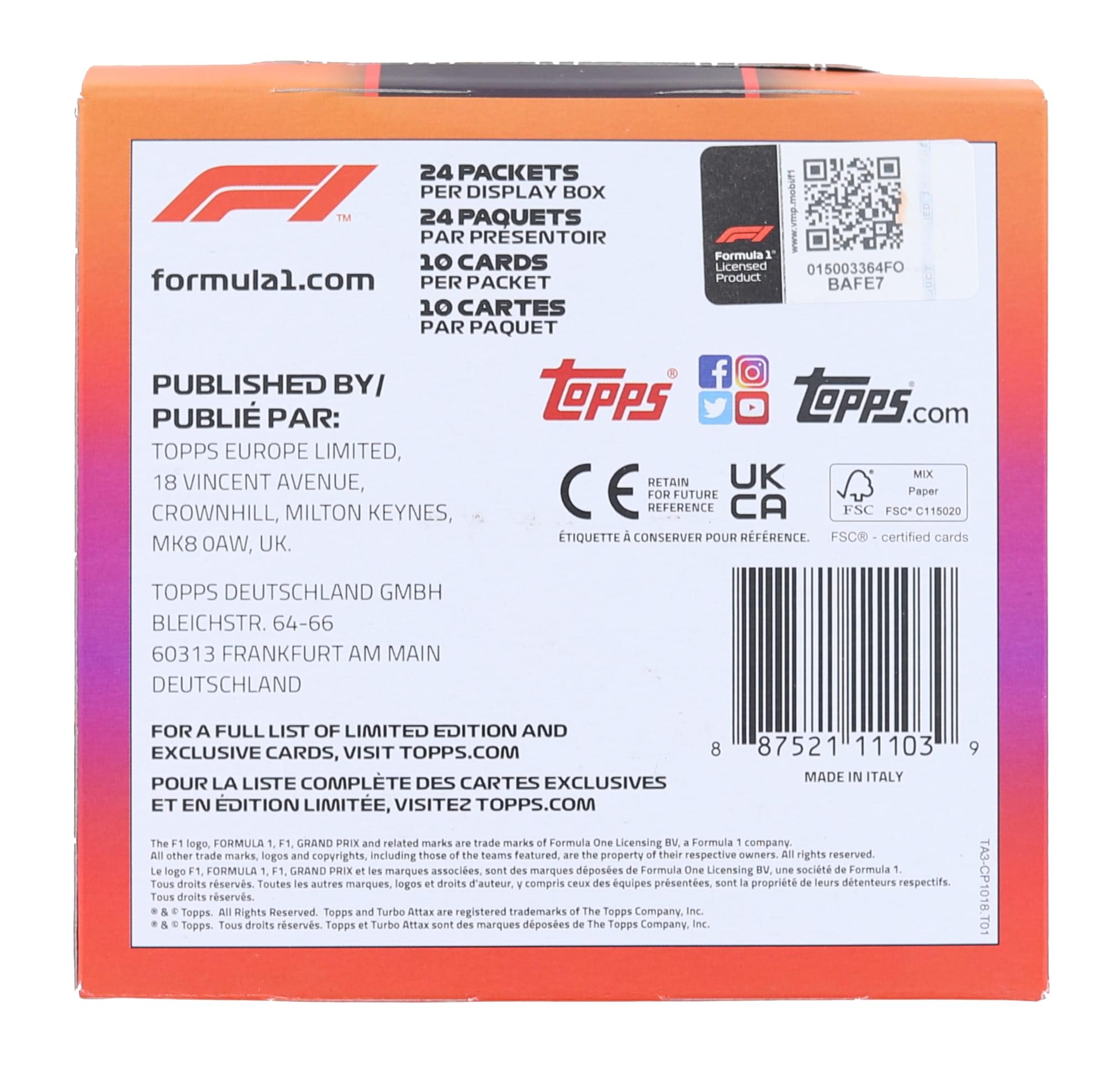 2022 Topps Formula 1 Turbo Attax Display Box | 24 Packs
